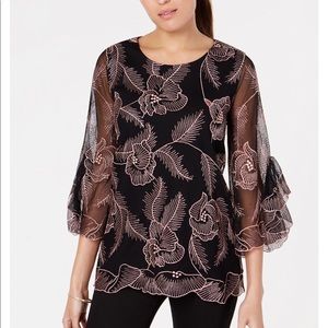 Alfani Floral-Overlay Top